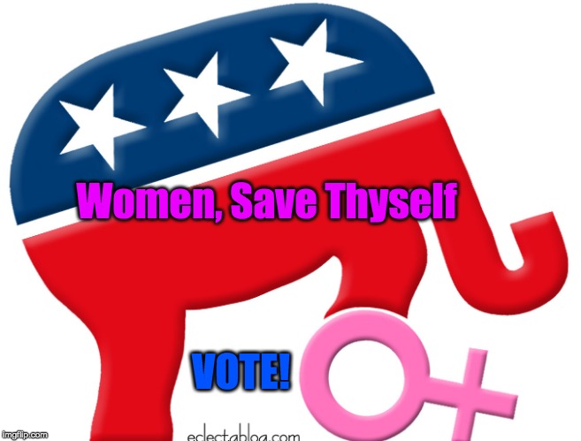 Vote! | Women, Save Thyself; VOTE! | image tagged in women's rights,pro choice,alabama,georgia,louisiana,missouri | made w/ Imgflip meme maker