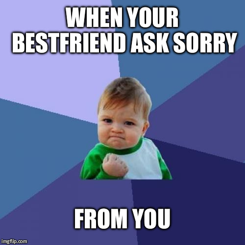 Success Kid Meme | WHEN YOUR BESTFRIEND ASK SORRY; FROM YOU | image tagged in memes,success kid | made w/ Imgflip meme maker