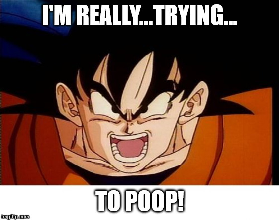 Crosseyed Goku | I'M REALLY...TRYING... TO POOP! | image tagged in memes,crosseyed goku | made w/ Imgflip meme maker