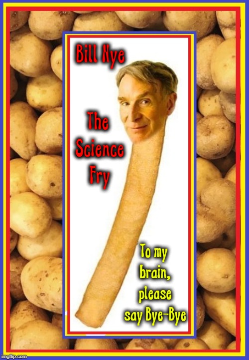 I Can Curse & I Can Lie Cuz I'm Bill Nye, the Science Fry | Bill Nye; The Science Fry; To my brain, please say Bye-Bye | image tagged in vince vance,french fries,bill nye the science guy,bill nye the science fry,rants and raves,environment | made w/ Imgflip meme maker
