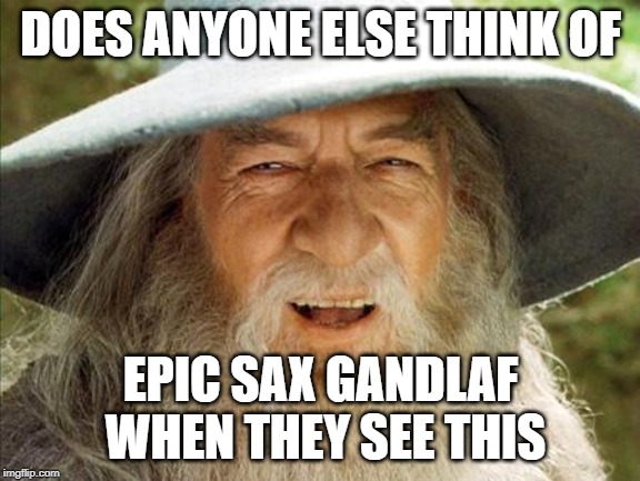 A Wizard Is Never Late | DOES ANYONE ELSE THINK OF; EPIC SAX GANDLAF WHEN THEY SEE THIS | image tagged in a wizard is never late | made w/ Imgflip meme maker