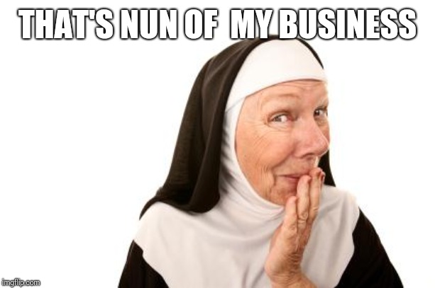nun | THAT'S NUN OF  MY BUSINESS | image tagged in nun | made w/ Imgflip meme maker