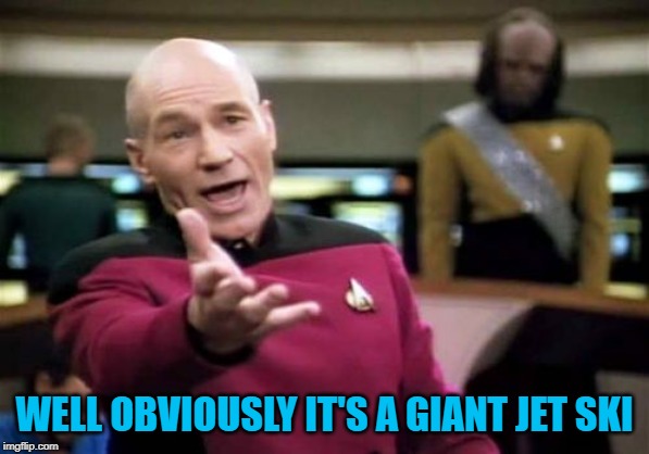 Picard Wtf Meme | WELL OBVIOUSLY IT'S A GIANT JET SKI | image tagged in memes,picard wtf | made w/ Imgflip meme maker