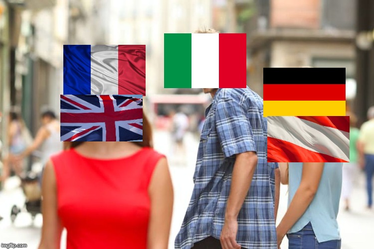 Italy in ww1 | image tagged in memes,distracted boyfriend | made w/ Imgflip meme maker