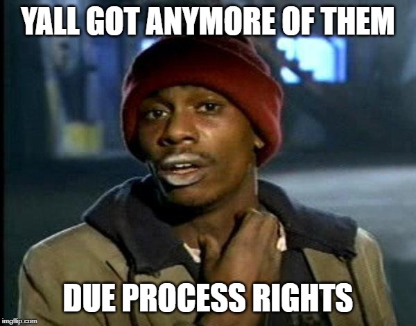 dave chappelle | YALL GOT ANYMORE OF THEM; DUE PROCESS RIGHTS | image tagged in dave chappelle | made w/ Imgflip meme maker
