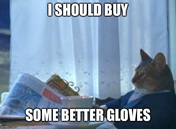 I Should Buy a Boat Cat | I SHOULD BUY SOME BETTER GLOVES | image tagged in i should buy a boat cat | made w/ Imgflip meme maker