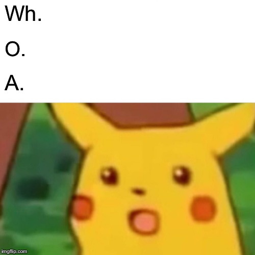 Surprised Pikachu Meme | Wh. O. A. | image tagged in memes,surprised pikachu | made w/ Imgflip meme maker
