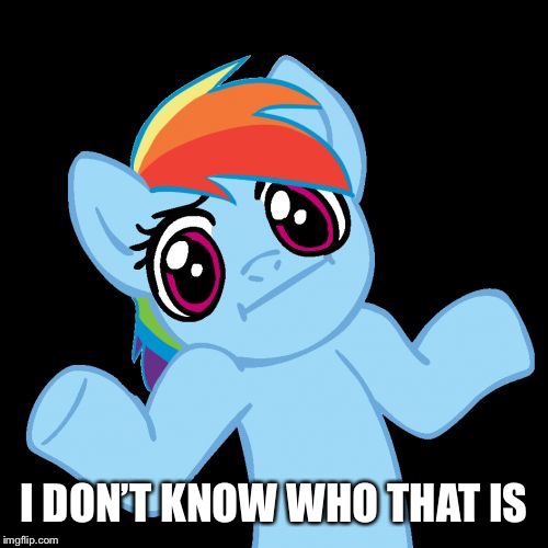 Pony Shrugs Meme | I DON’T KNOW WHO THAT IS | image tagged in memes,pony shrugs | made w/ Imgflip meme maker