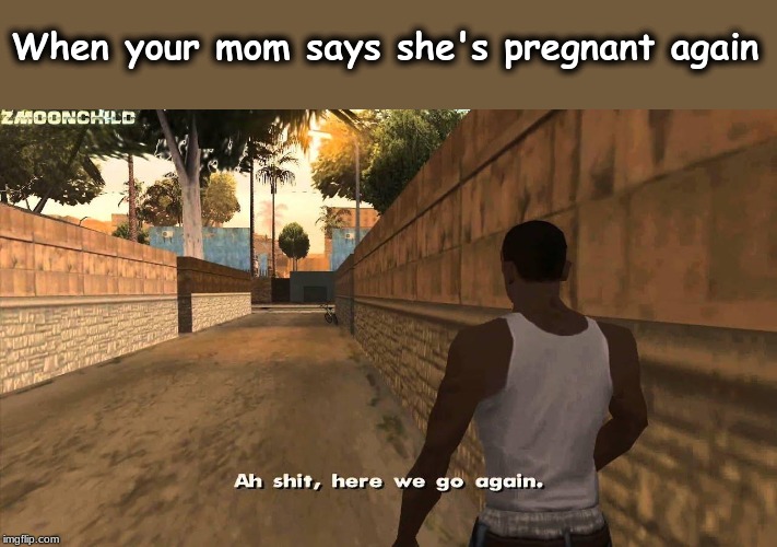 Here we go again | When your mom says she's pregnant again | image tagged in here we go again | made w/ Imgflip meme maker