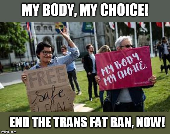 You hate it because it's trans, don't you? | MY BODY, MY CHOICE! END THE TRANS FAT BAN, NOW! | image tagged in my body my choice my clit,trans fats,transgender | made w/ Imgflip meme maker