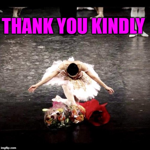 Ballerina thank you | THANK YOU KINDLY | image tagged in ballerina thank you | made w/ Imgflip meme maker