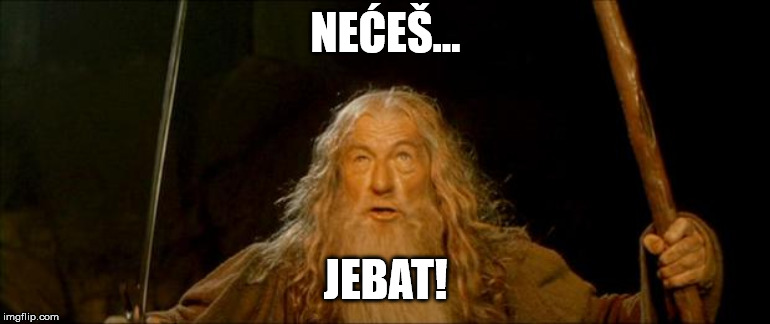 gandalf you shall not pass | NEĆEŠ... JEBAT! | image tagged in gandalf you shall not pass | made w/ Imgflip meme maker