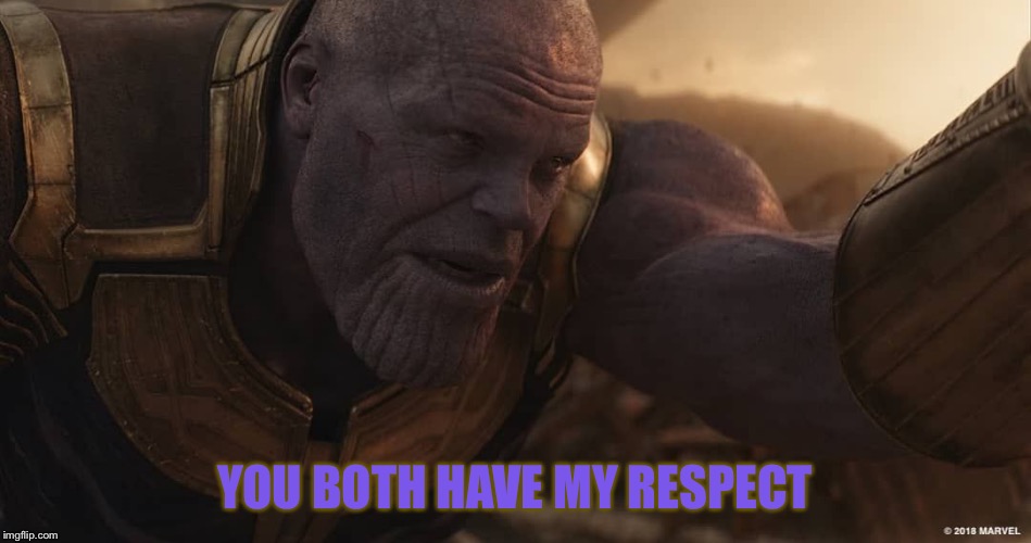 You have my respect | YOU BOTH HAVE MY RESPECT | image tagged in you have my respect | made w/ Imgflip meme maker