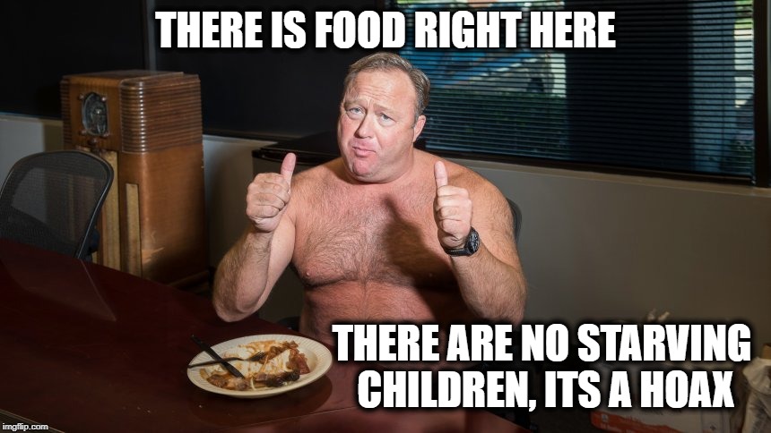 Fake Alex | THERE IS FOOD RIGHT HERE THERE ARE NO STARVING CHILDREN, ITS A HOAX | image tagged in fake alex | made w/ Imgflip meme maker