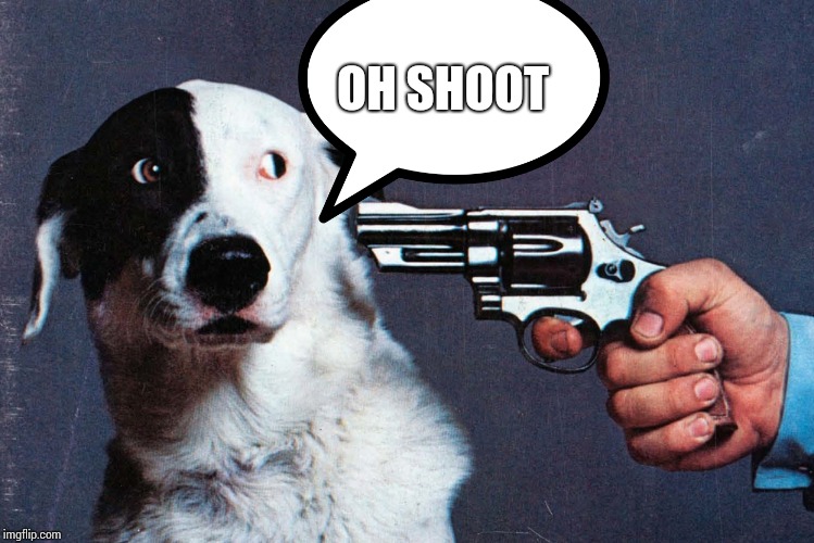 Shoot this dog | OH SHOOT | image tagged in shoot this dog | made w/ Imgflip meme maker