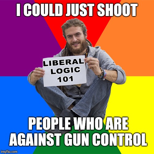 Liberal Logic 101 | I COULD JUST SHOOT; PEOPLE WHO ARE AGAINST GUN CONTROL | image tagged in liberal logic 101 | made w/ Imgflip meme maker