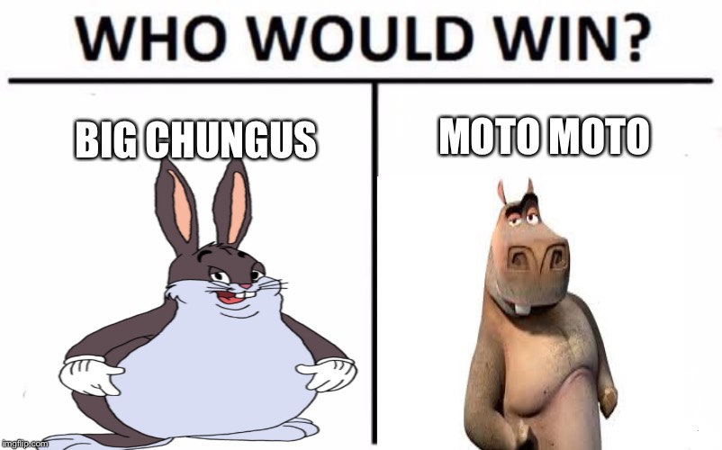 Who Would Win? | MOTO MOTO; BIG CHUNGUS | image tagged in memes,who would win | made w/ Imgflip meme maker