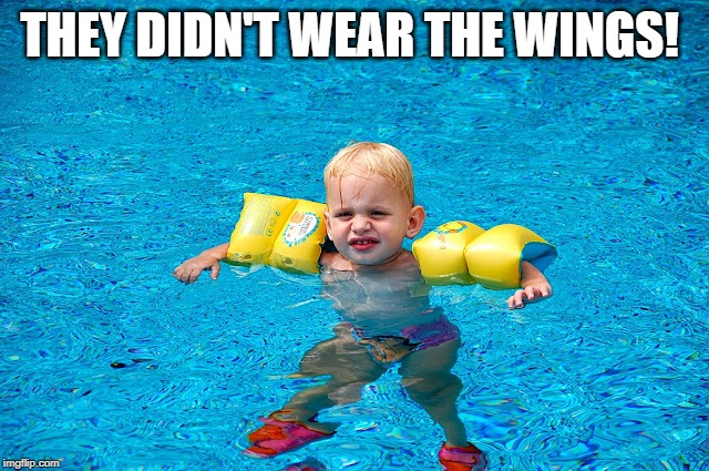 Water Wings | THEY DIDN'T WEAR THE WINGS! | image tagged in water wings | made w/ Imgflip meme maker