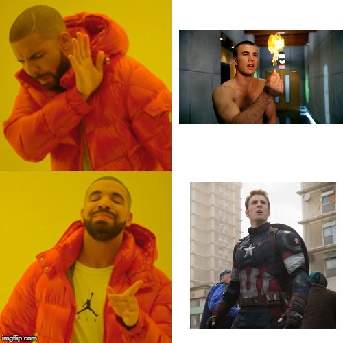 Torch v Cap | image tagged in memes,drake hotline bling | made w/ Imgflip meme maker