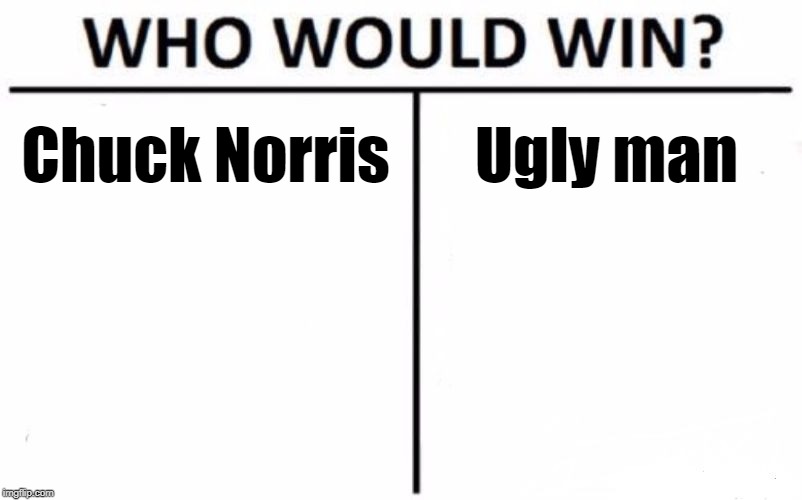 Who Would Win? Meme | Chuck Norris Ugly man | image tagged in memes,who would win | made w/ Imgflip meme maker