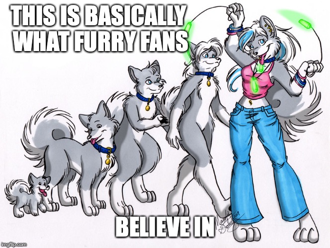 Furry Evolution | THIS IS BASICALLY WHAT FURRY FANS; BELIEVE IN | image tagged in furry,evolution,memes | made w/ Imgflip meme maker