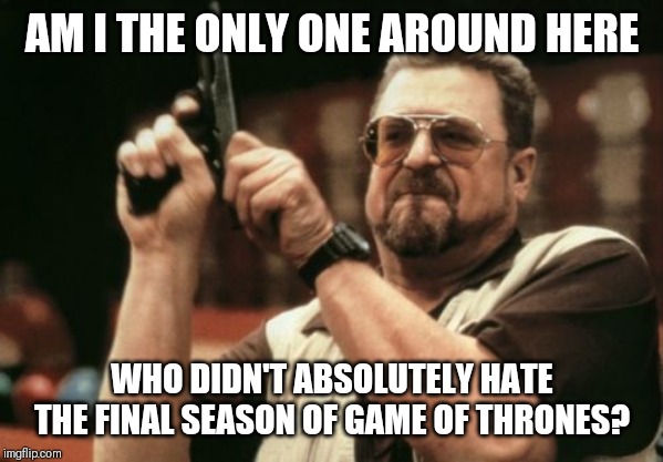 Am I The Only One Around Here | AM I THE ONLY ONE AROUND HERE; WHO DIDN'T ABSOLUTELY HATE THE FINAL SEASON OF GAME OF THRONES? | image tagged in memes,am i the only one around here,AdviceAnimals | made w/ Imgflip meme maker