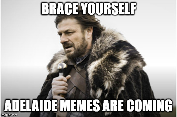 sean bean | BRACE YOURSELF; ADELAIDE MEMES ARE COMING | image tagged in sean bean | made w/ Imgflip meme maker