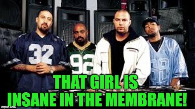 cypress hill | THAT GIRL IS INSANE IN THE MEMBRANE! | image tagged in cypress hill | made w/ Imgflip meme maker