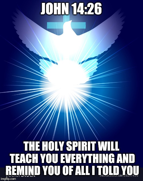 Holy Spirit teach me | JOHN 14:26; THE HOLY SPIRIT WILL TEACH YOU EVERYTHING
AND REMIND YOU OF ALL I TOLD YOU | image tagged in catholic,holy spirit,holy bible,dove,beauty,beautiful | made w/ Imgflip meme maker