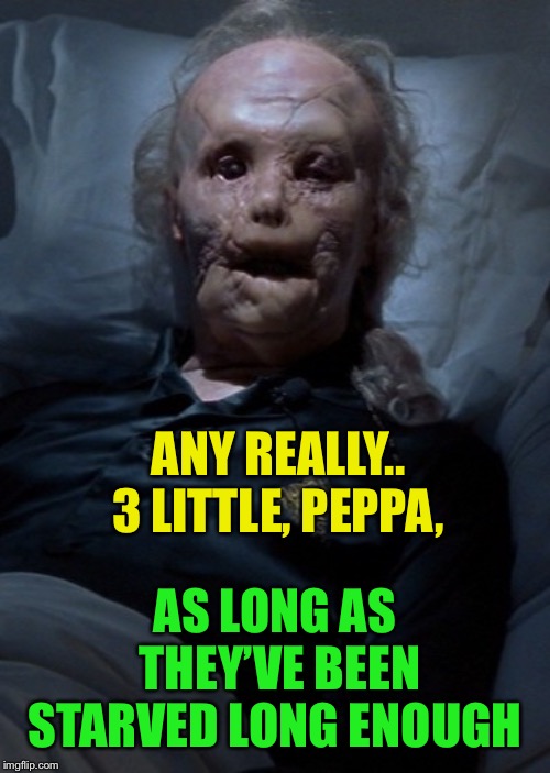 Mason Verger | ANY REALLY.. 3 LITTLE, PEPPA, AS LONG AS THEY’VE BEEN STARVED LONG ENOUGH | image tagged in mason verger | made w/ Imgflip meme maker