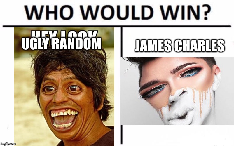 Who Would Win? | UGLY RANDOM; JAMES CHARLES | image tagged in memes,who would win | made w/ Imgflip meme maker