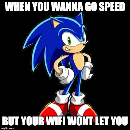 You're Too Slow Sonic | WHEN YOU WANNA GO SPEED; BUT YOUR WIFI WONT LET YOU | image tagged in memes,youre too slow sonic | made w/ Imgflip meme maker