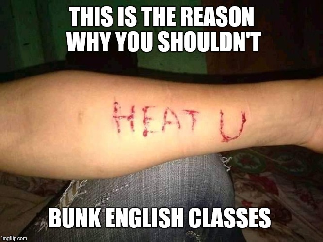 Mems | THIS IS THE REASON WHY YOU SHOULDN'T; BUNK ENGLISH CLASSES | image tagged in funny memes | made w/ Imgflip meme maker