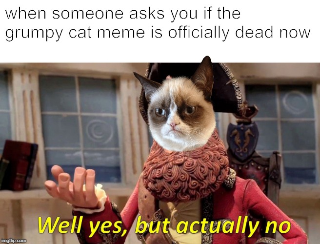 Well Yes, But Actually No Meme | when someone asks you if the grumpy cat meme is officially dead now | image tagged in memes,well yes but actually no | made w/ Imgflip meme maker