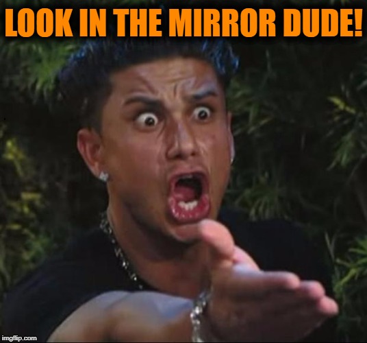for crying out loud | LOOK IN THE MIRROR DUDE! | image tagged in for crying out loud | made w/ Imgflip meme maker