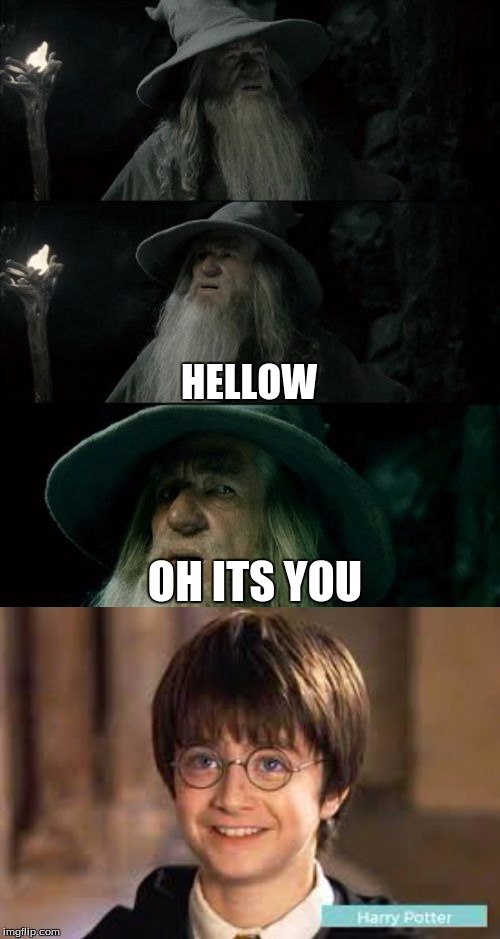 HELLOW; OH ITS YOU | image tagged in memes,confused gandalf | made w/ Imgflip meme maker