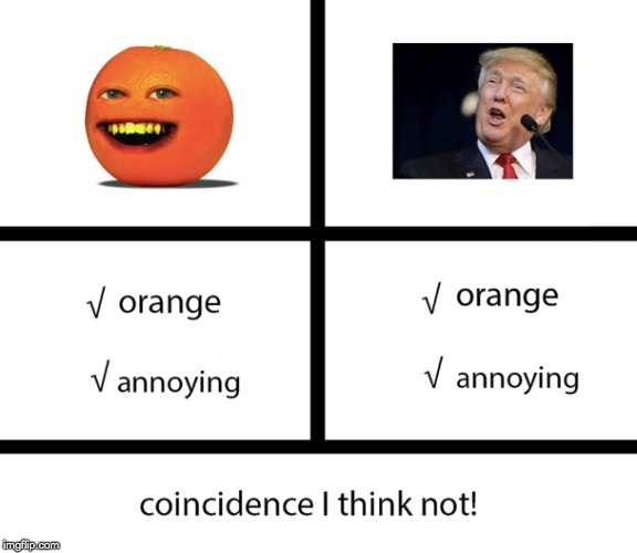 trump vs annoying orange | image tagged in science,funny | made w/ Imgflip meme maker