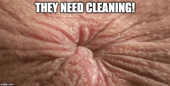 Butt hole | THEY NEED CLEANING! | image tagged in butt hole | made w/ Imgflip meme maker