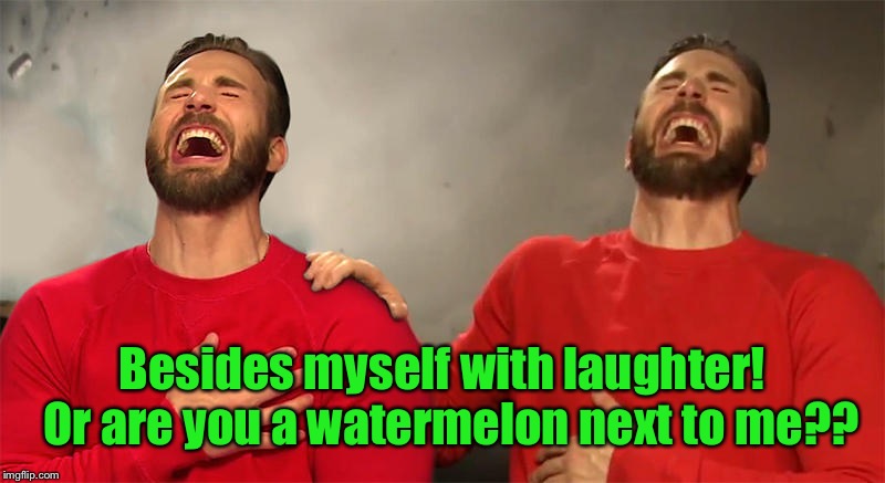 Besides myself with laughter!  Or are you a watermelon next to me?? | made w/ Imgflip meme maker