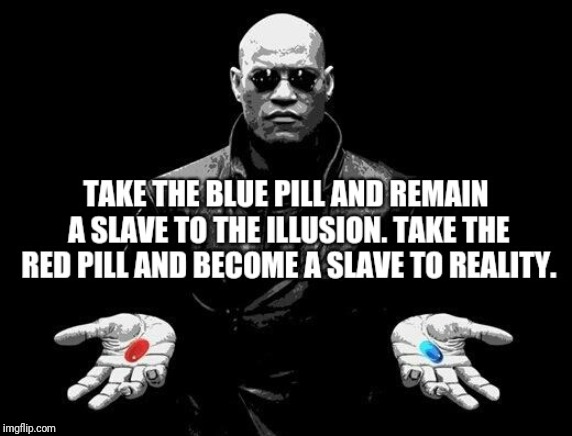 Truth of the pills | image tagged in matrix morpheus,morpheus,matrix,red pill blue pill,expectation vs reality,reality check | made w/ Imgflip meme maker