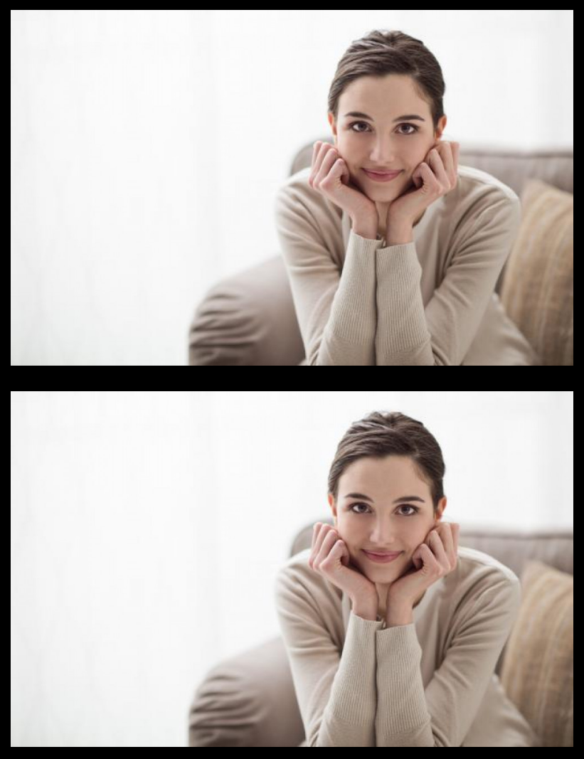 High Quality Calm contented woman staring intently at you X2 Blank Meme Template