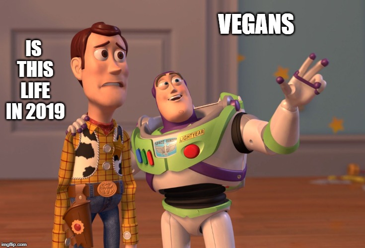 X, X Everywhere Meme | IS THIS LIFE IN 2019; VEGANS | image tagged in memes,x x everywhere | made w/ Imgflip meme maker