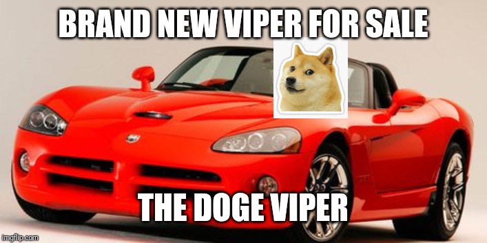 Doge Viper | BRAND NEW VIPER FOR SALE; THE DOGE VIPER | image tagged in sales,memes,doge,dog,dogs | made w/ Imgflip meme maker