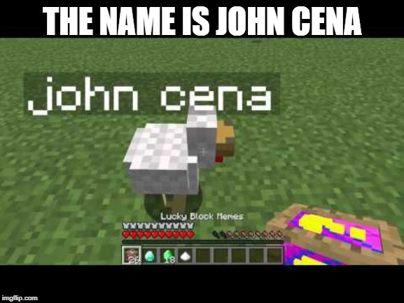 THE NAME IS JOHN CENA | image tagged in minecraft,john cena | made w/ Imgflip meme maker