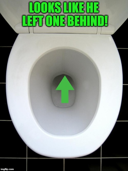TOILET | LOOKS LIKE HE LEFT ONE BEHIND! | image tagged in toilet | made w/ Imgflip meme maker