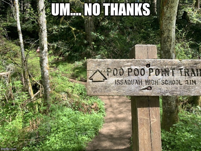 I think I'll hike somewhere else | UM.... NO THANKS | image tagged in meme,funny | made w/ Imgflip meme maker