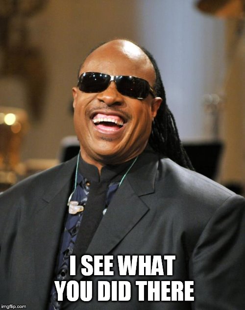 Stevie Wonder | I SEE WHAT YOU DID THERE | image tagged in stevie wonder | made w/ Imgflip meme maker