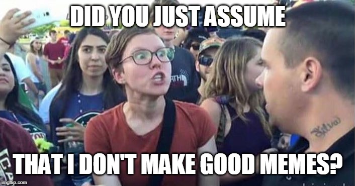 Did you just assume my gender | DID YOU JUST ASSUME THAT I DON'T MAKE GOOD MEMES? | image tagged in did you just assume my gender | made w/ Imgflip meme maker