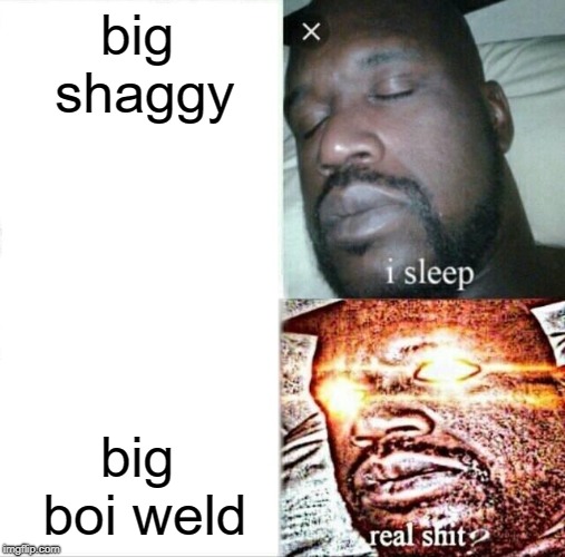 Sleeping Shaq | big shaggy; big boi weld | image tagged in memes,sleeping shaq | made w/ Imgflip meme maker