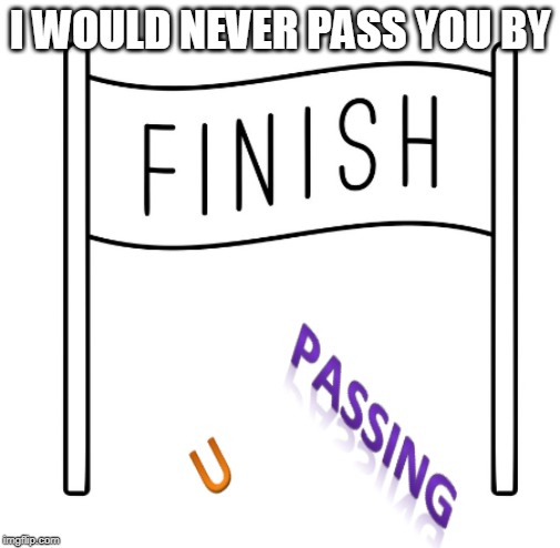 I WOULD NEVER PASS YOU BY | made w/ Imgflip meme maker
